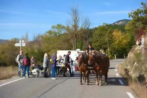 Accueil caf&eacute; et d&eacute;part navette en caleche &agrave; Saint-Pierre-Avez